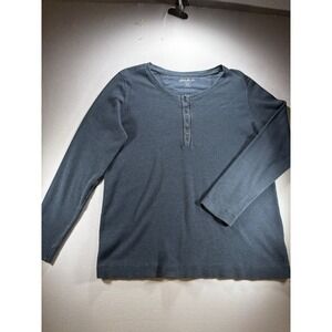 Eddie Bauer Thermal Waffle Knit Henley Shirt Men Blue Base Layer Outdoors XXL